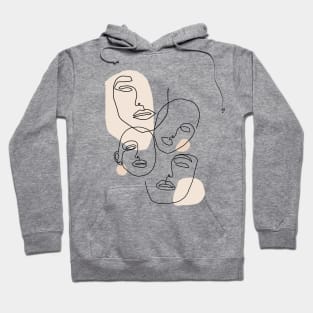 Line Drawing of women faces boho Hoodie